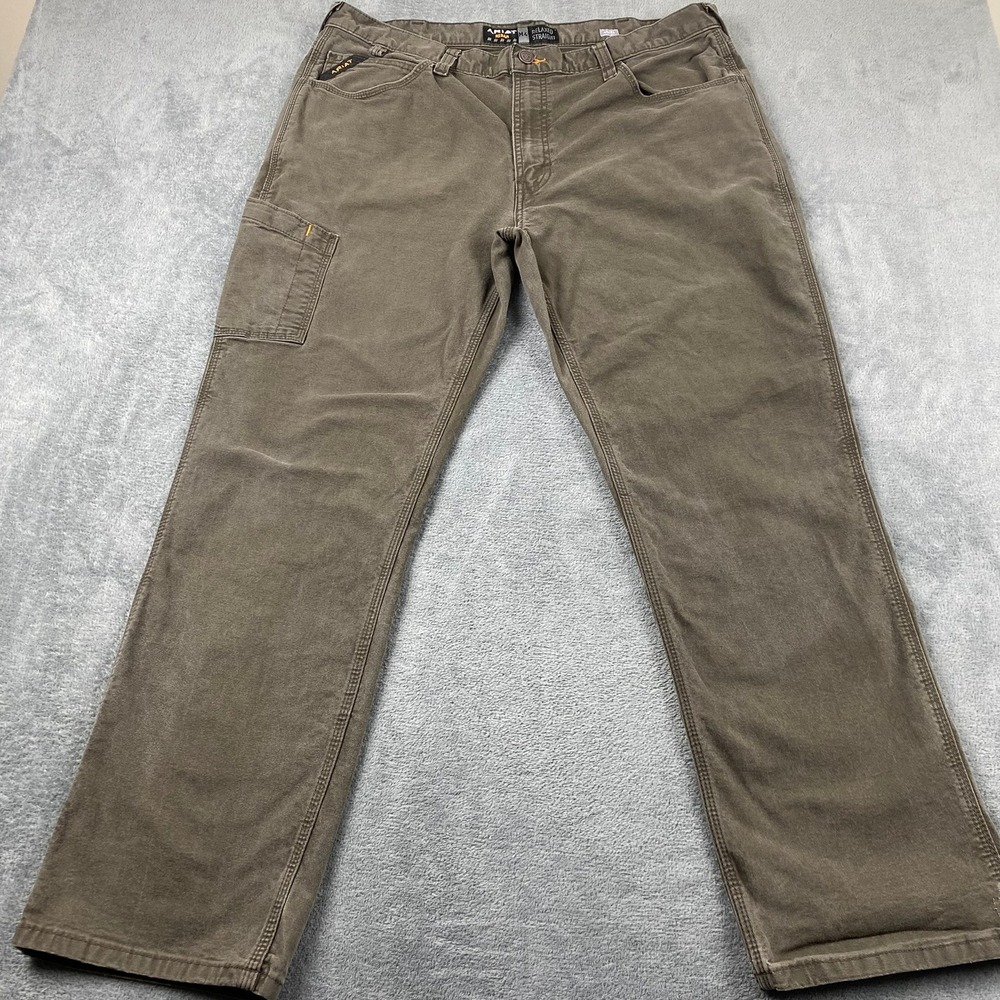 Ariat Men 40x32 Rebar M4 Relaxed Straight Work Pants Brown Canvas Utility